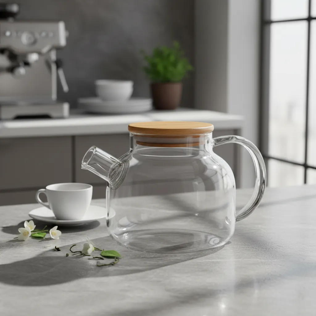 tetera 1000ml para te vidrio borosilicato resistente calor y frio 1